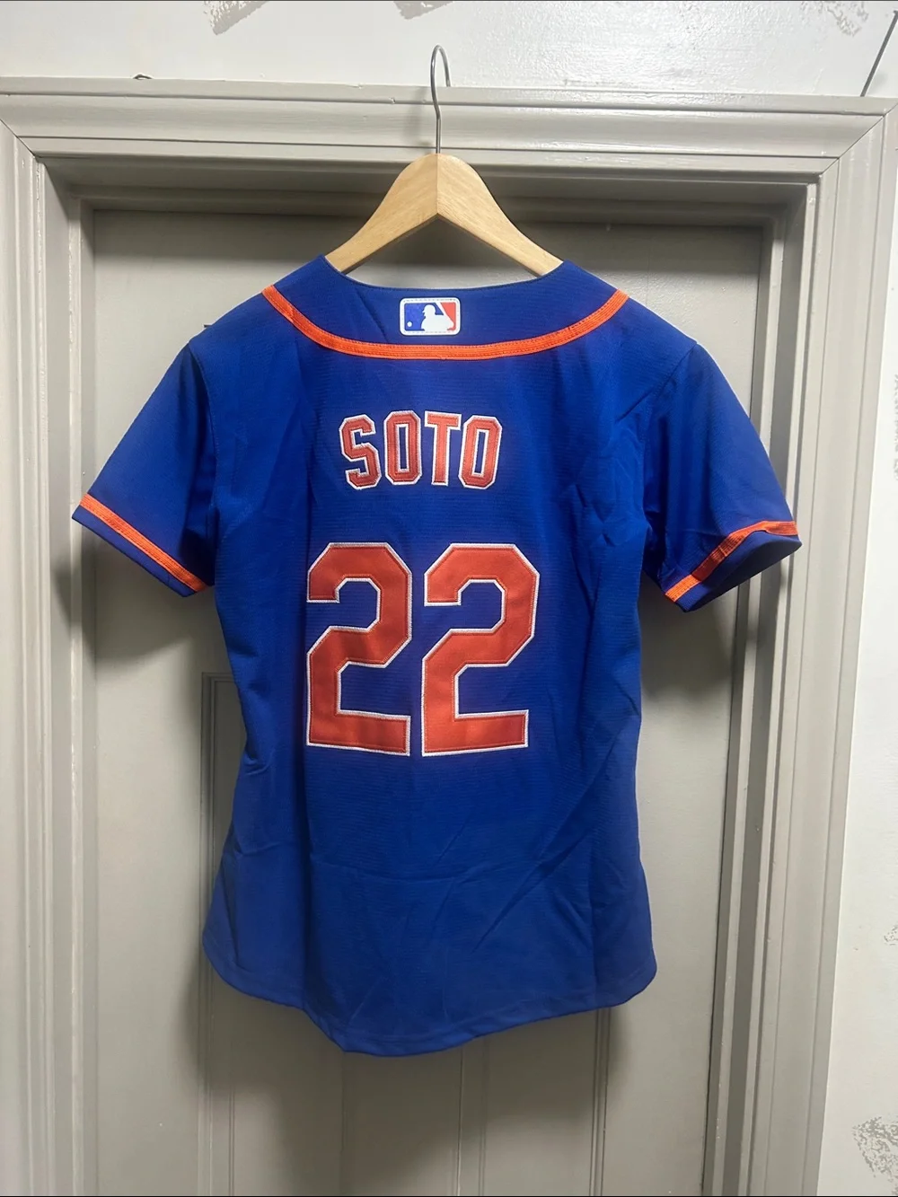 New York Mets Soto #22 Nike Royal Blue and Orange Mets Jersey